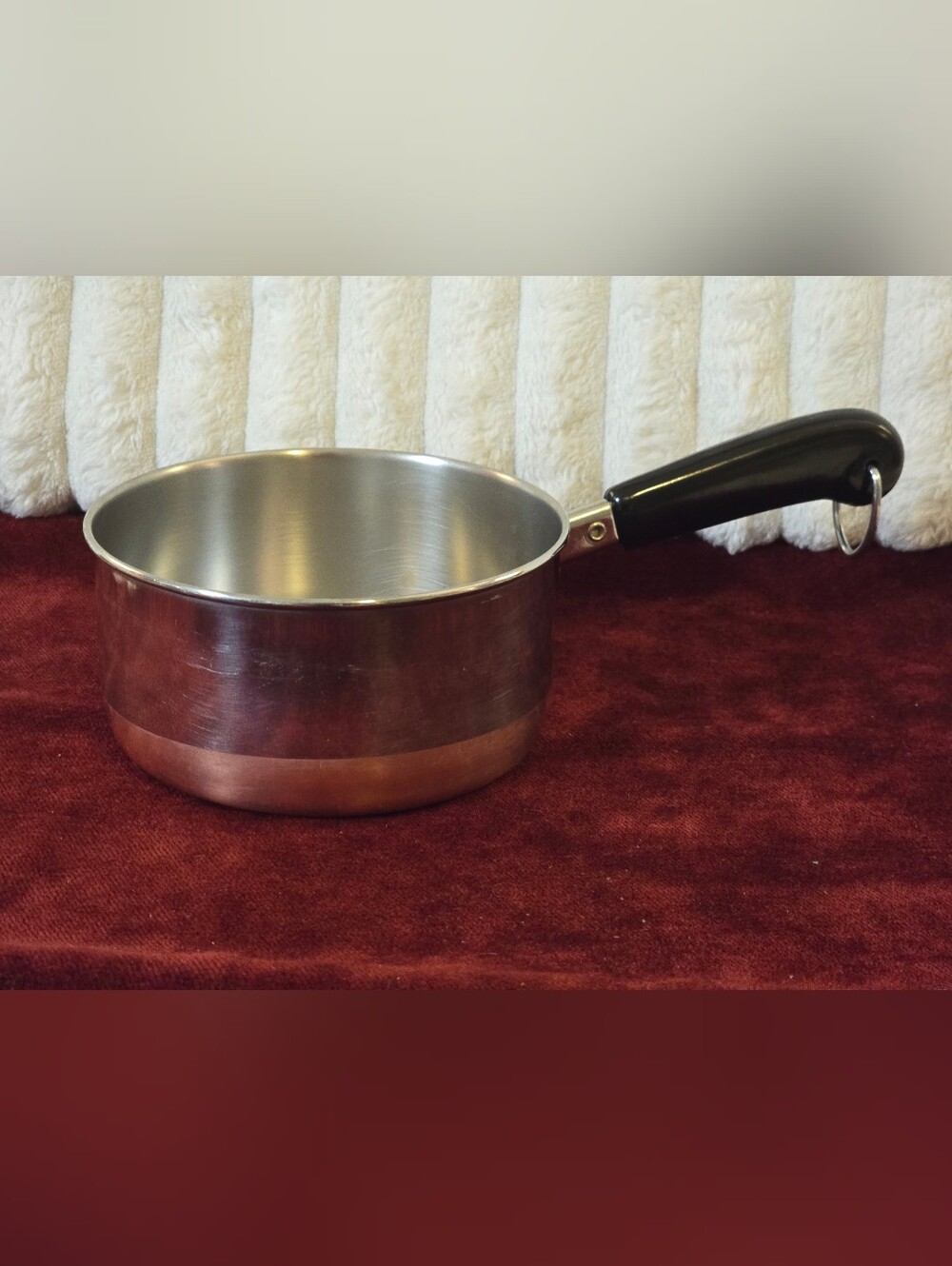 Vintage Revere Ware 1 Quart Copper Bottom Stainless Steel Sauce Pan No Lid